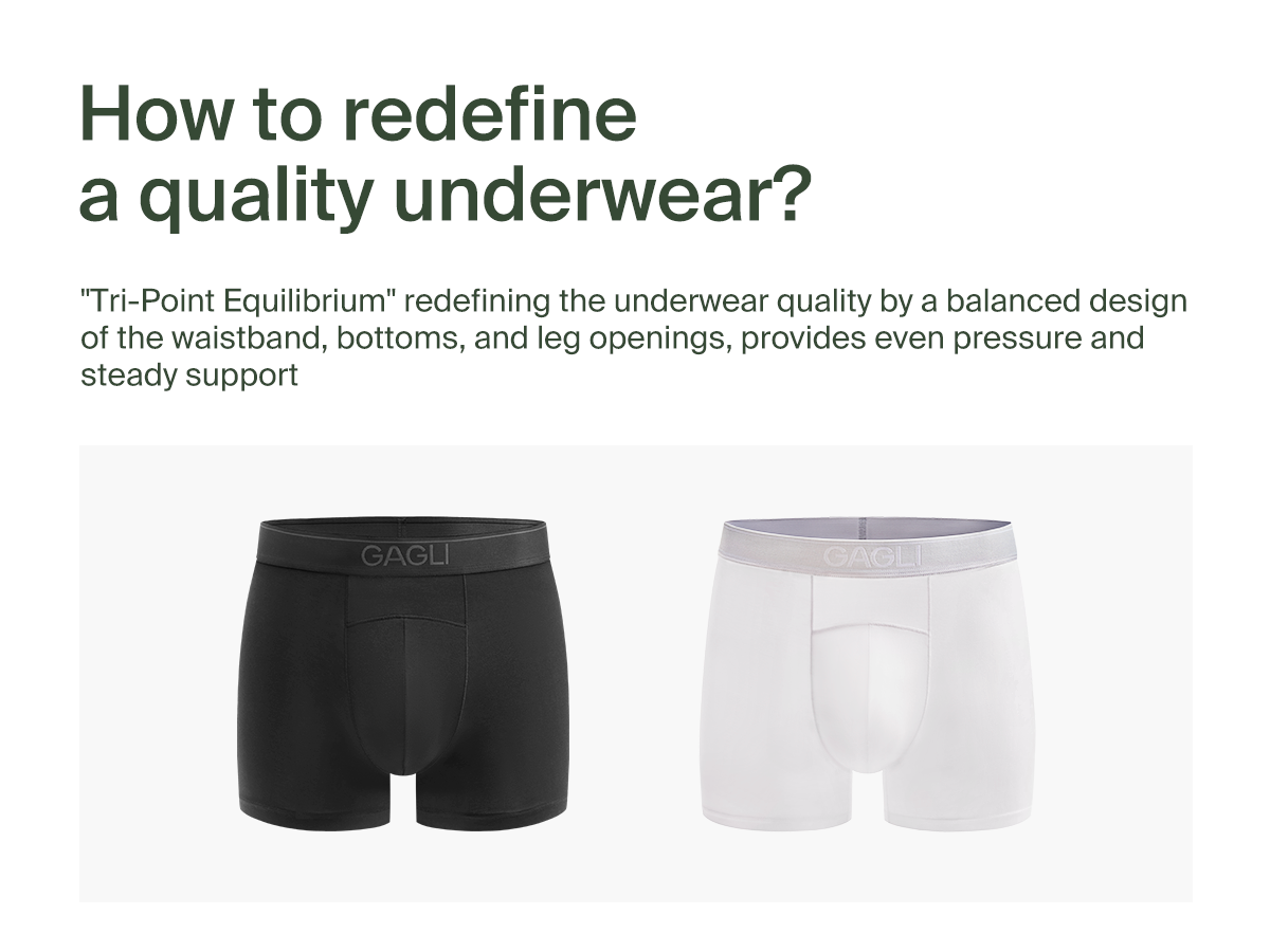 Explainatory image for GAGLI boxer brief's Tri-Point Equilibrium feature